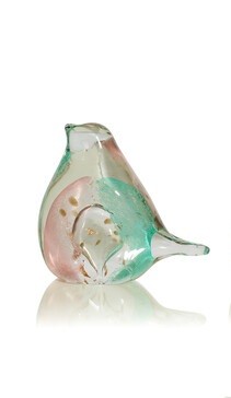 Декоративная фигурка птички Elodie, розово-зеленый, стекло,14х11.5 см 398054