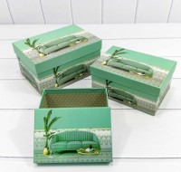 Коробки Прямоугольные Набор 1/3 22*15*11,5 "Интерьер" Аквамариновый 7213367/0413