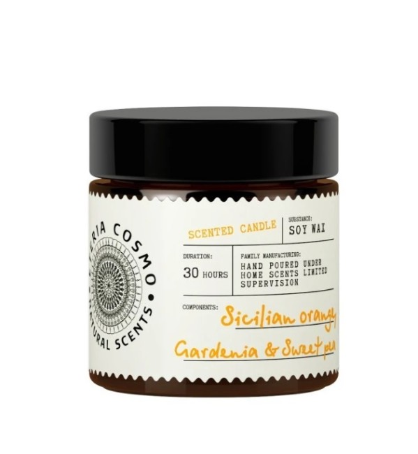 Апельсин гардения и душистый горошек Ароматическая свеча в стекле 88 г,ETC0222