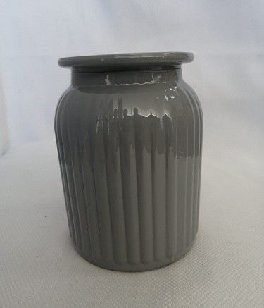 Ваза стекло глянец цветная рифленая H-15см D-10см VS-114