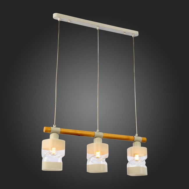 Светильник подвесной SLE114503-03 Белый, Светлое дерево/Белый, Прозрачный