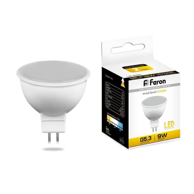 Лампа светодиодная LB-560 9W GU5.3 MR16 2700K 25839
