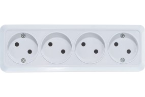 Розетка 4 места "Олимп" белая 1162