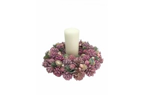 Венок новогодний декоративный 35см 21-102 (розовый)