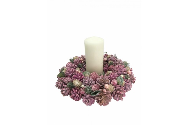 Венок новогодний декоративный 35см 21-102 (розовый)