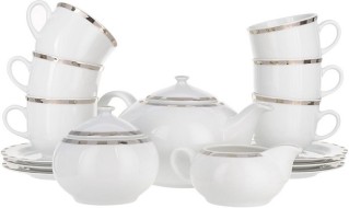 Чайный сервиз 6/9; "Opal" декор "Платиновые пластинки"; отводка платина БТФ0479