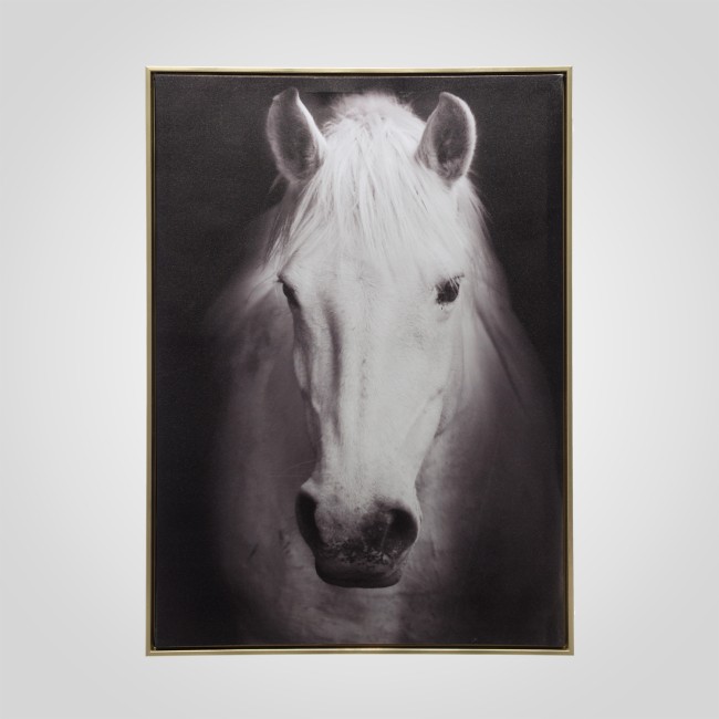 Постер ПЕТИТ ЖАРДИН 8257-69 лошадь в золотистой рамке