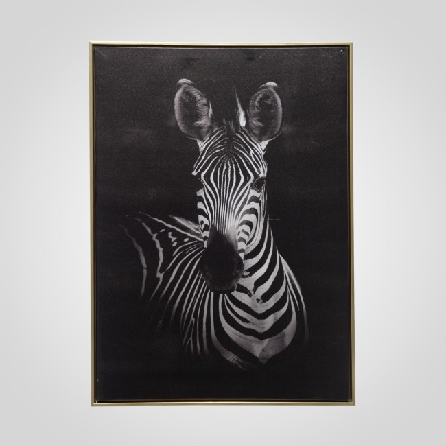 Постер ПЕТИТ ЖАРДИН 8257-114 зебра в золотистой рамке