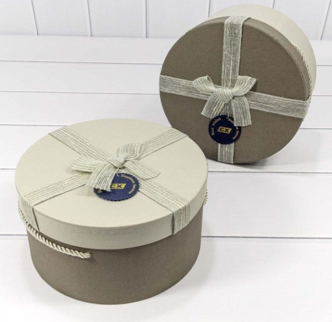 Коробка Круглая с бантом Серый 7201480/2 маленькая