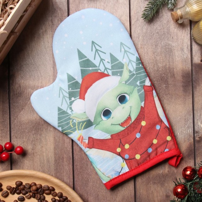 Варежка-прихватка "Счастливый дракон" 20х28 см, 35% хл, 65% пэ, ватин 250 г/м2 9605987